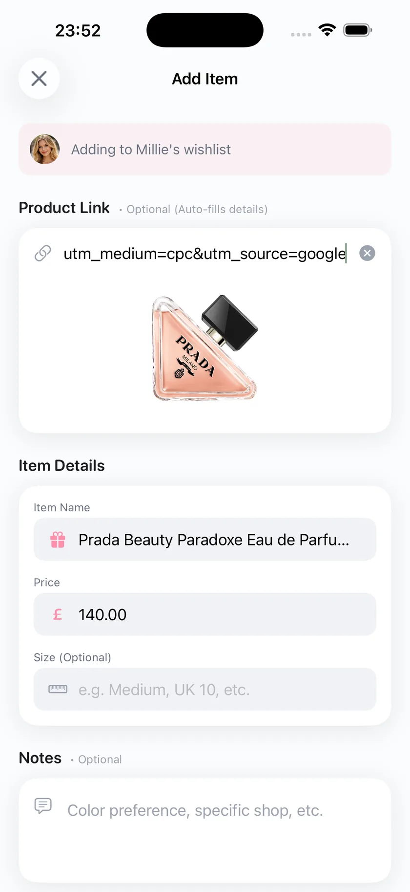 Add Item Screenshot